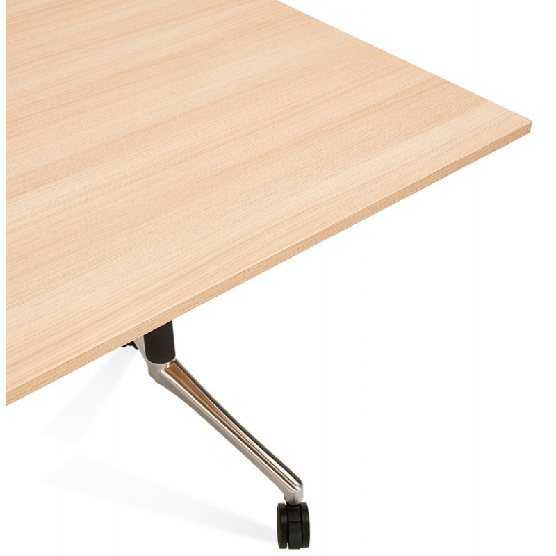 Table pliante sur roulettes en bois pieds noirs SAYA (160x80 cm) (finition naturelle) - image 49994