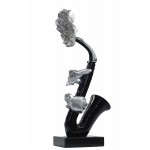 SAXOPHONE design decorative sculpture statue in resin H64 cm (black, silver)