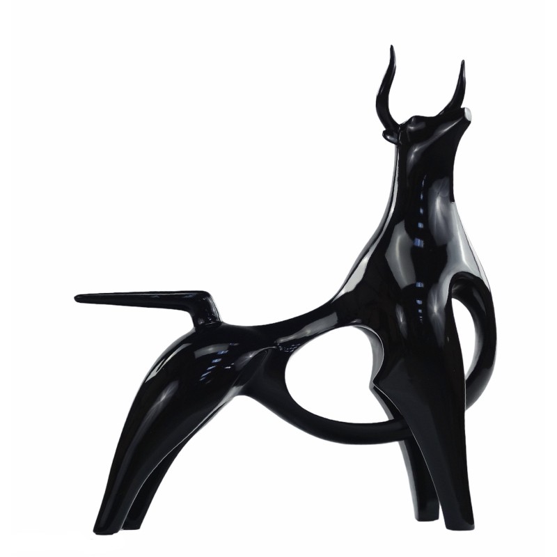 Design decorative sculpture Bull statue in resin H54 cm (black) - image 50062