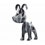 Set mit 2 paar Hunde Design Skulpturen aus Kunstharz H38 (grau)