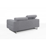 Canapé droit design 2 places avec têtières CYPRIA en tissu (gris)
