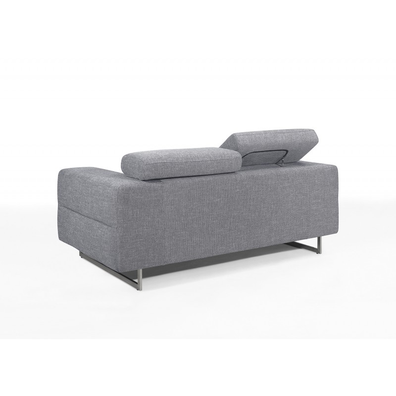 Sofá recto de diseño de 2 plazas con cabezales de tela CYPRIA (gris) - image 50119