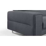 Canapé droit design 2 places avec têtières CYPRIA en tissu (gris foncé)