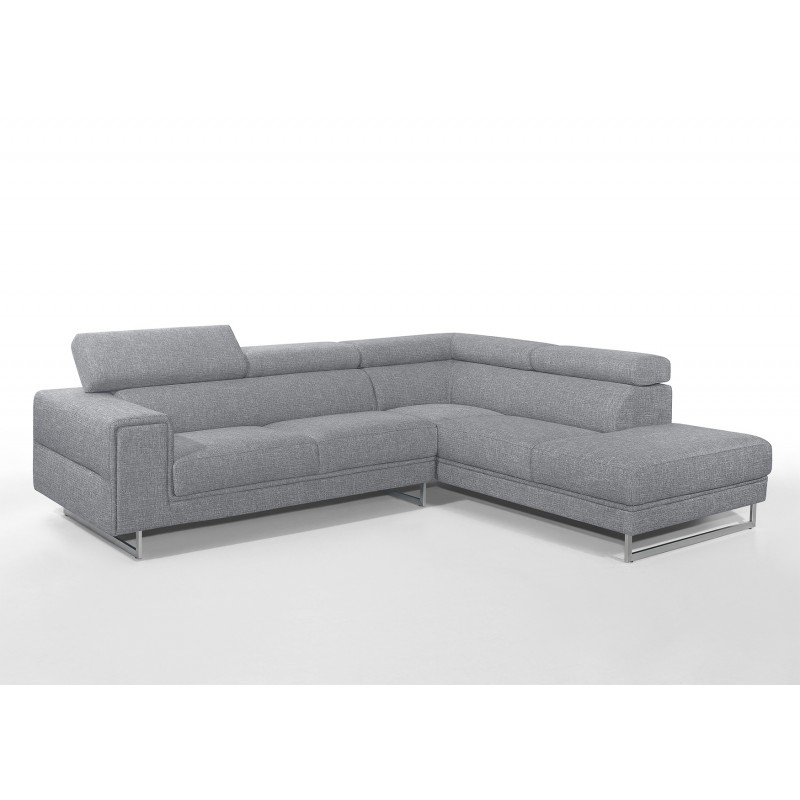 Canapé d'angle design 5 places avec appuis-tête ILONA en tissu - Angle Droit (gris) - image 50157
