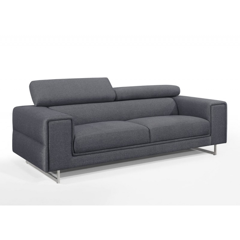 Canapé droit design 3 places avec têtières CYPRIA en tissu (gris foncé) - image 50169
