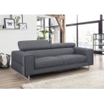 3-seater design straight sofa with CYPRIA fabric headers (dark grey)