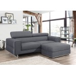 3-seater design straight sofa with CYPRIA fabric headers (dark grey)