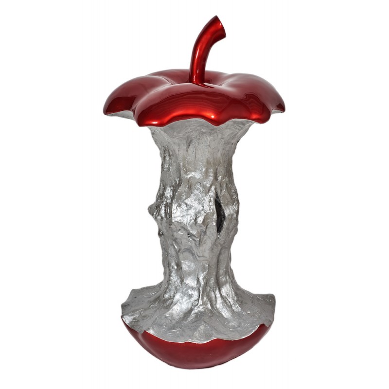 Statue dekorative Skulptur Design APFELSaunen (H106 cm) (Rot, Silber)