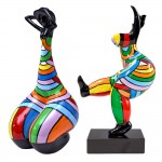 Lote de 2 estatuas esculturas decorativas diseñan MUJERES (H42 cm) (Multicolor)