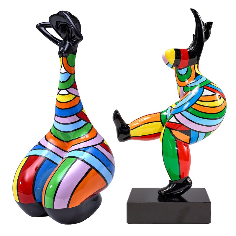 Lotto di 2 statue sculture decorative design DONNE (H42 cm) (Multicolore)
