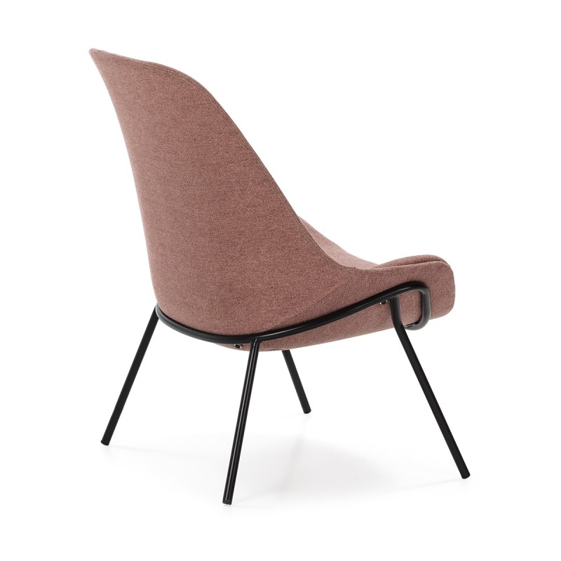 Lounge Armchair 73X74X92 Metal Black Fabric Pink - image 50439