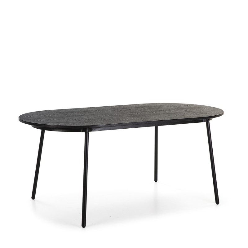 Table à Manger design 180x90x76 Bois Métal Noir