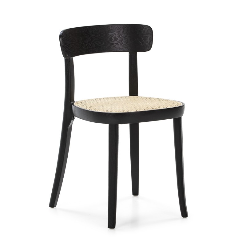 Chair 44X48X76 Wood Black Rattan Natural
