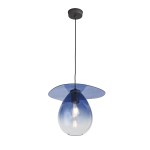 Hanging Lamp 34X33X31 Metal Black Glass Blue
