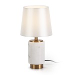 Lampe de Table avec abat-jour 10x10x26 Marbre Blanc Métal Doré