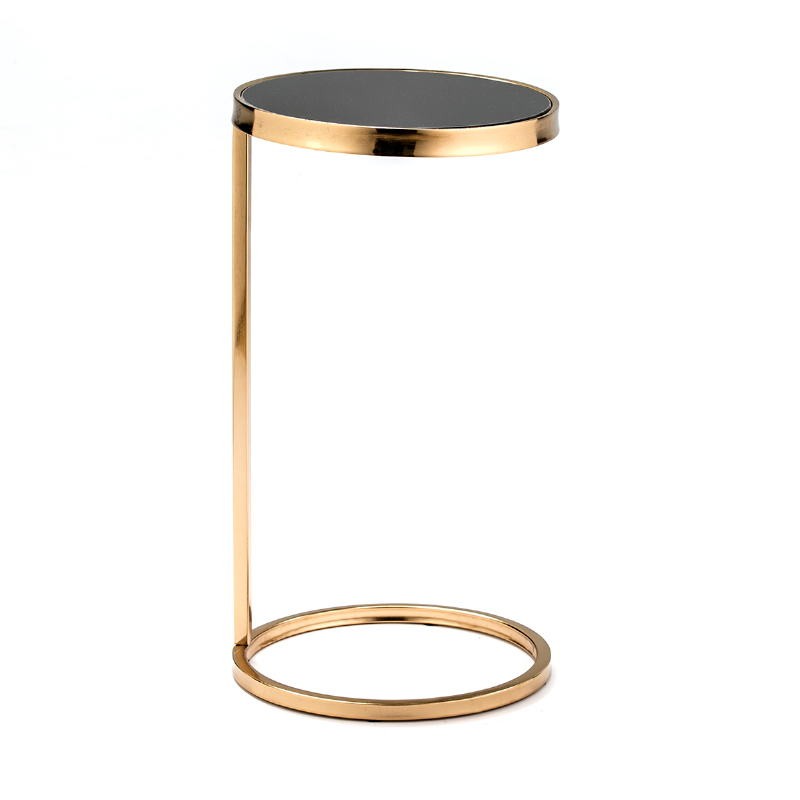 Side Table 30X30X55 Glass Black Metal Golden - image 50692