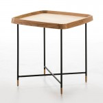 Side Table 50X50X53 Wood Metal Black Golden
