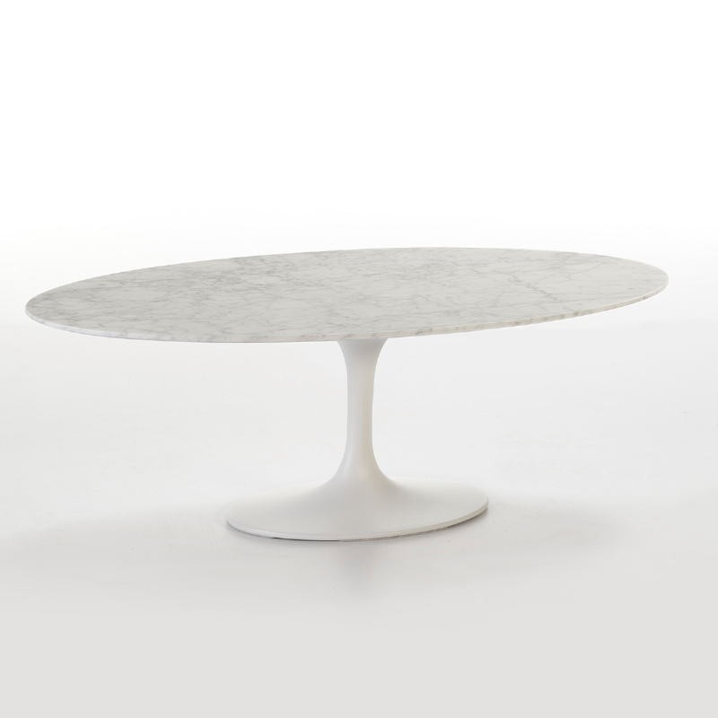 Coffee Table 120X60X42 Marble Fiberglass White