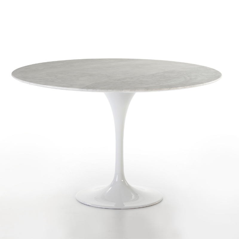 Dining Room Table 120X120X73 Marble Fiberglass White