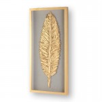 Frame 50X5X100 Glass Wood Golden Feathers Golden