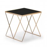 Side Table 45X45X45 Marble Black Metal Golden