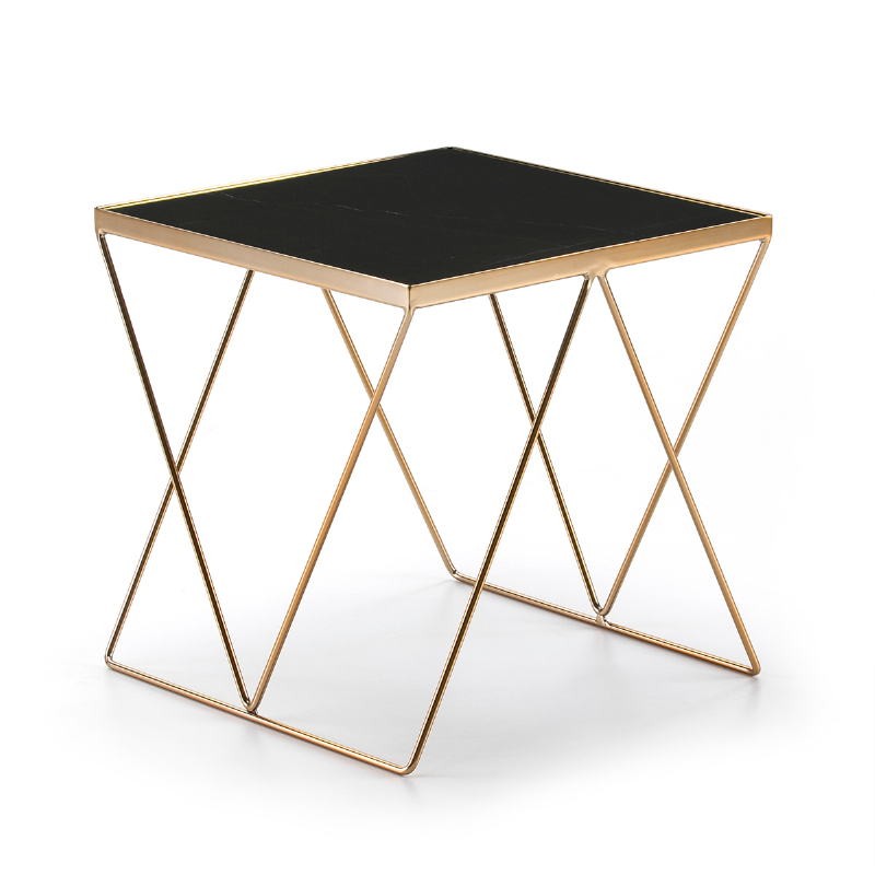 Side Table 45X45X45 Marble Black Metal Golden - image 50919