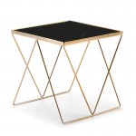 Side Table 50X50X50 Marble Black Metal Golden