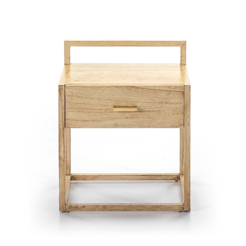 Bedside Table 1 Drawer 50X40X60 Wood White Veiled - image 50956