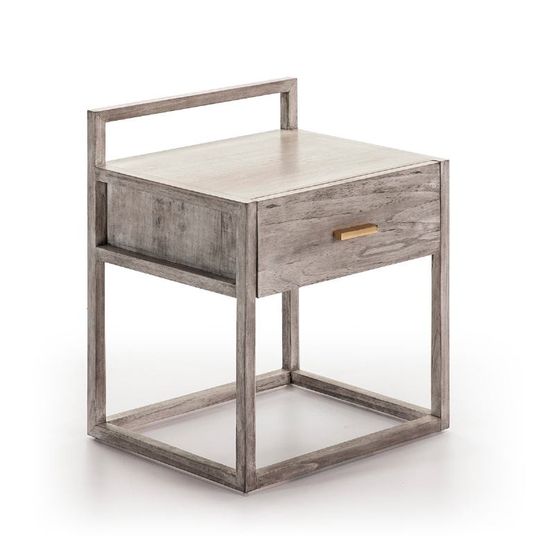 Bedside Table 1 Drawer 50X40X60 Wood Grey Veiled - image 50957