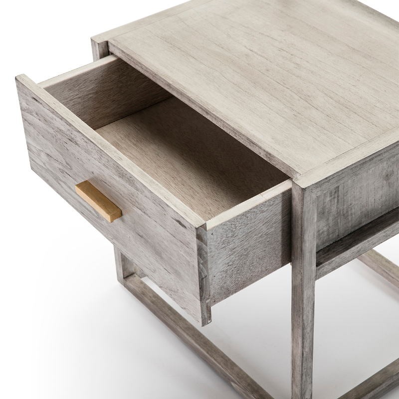 Bedside Table 1 Drawer 50X40X60 Wood Grey Veiled - image 50958