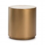 Side Table 55X55X61 Wood White Metal Golden