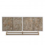 Sideboard 3 Doors 180X47X82 Wood White Natural Metal Golden