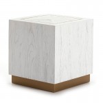 Side Table 55X55X60 Wood White Metal Golden