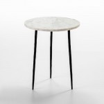 Auxiliary Table 38X38X45 Metal Black Marble White
