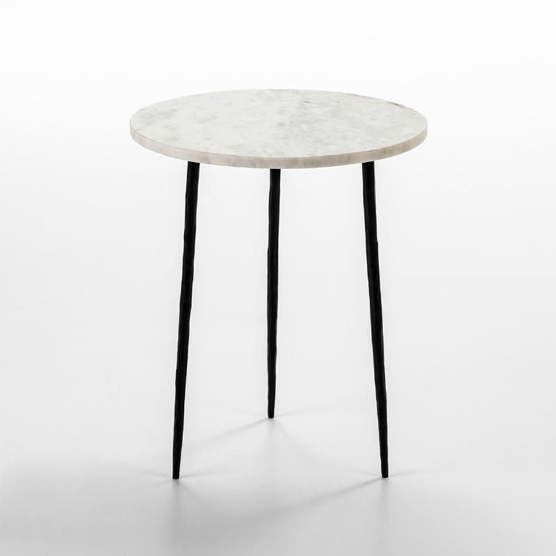 Auxiliary Table 38X38X45 Metal Black Marble White