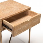 Nachttisch 1 Schublade 50X40X62 Holz/Metall Weißwäsche/Golden