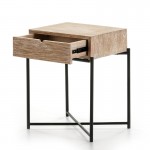 Nachttisch 1 Schublade 50X40X62 Holz/Metall Weißwäsche/Schwarz