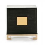 Bedside Table 2 Drawers 56X41X60 Wood Black Golden