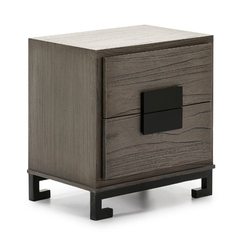 Bedside Table 2 Drawers 56X41X60 Wood Grey Black - image 51372