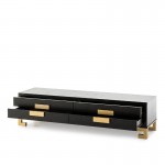 Tv Furniture 4 Drawers 161X45X45 Wood Black Golden