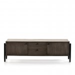 Tv Furniture 2 Doors 2 Drawers 160X40X50 Wood Grey Black