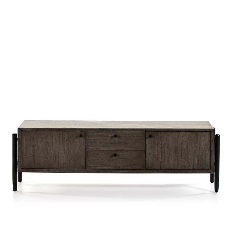 Tv Furniture 2 Doors 2 Drawers 160X40X50 Wood Grey Black - image 51410