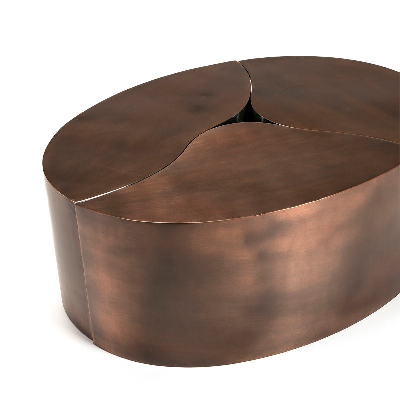 Coffee Table 103X76X35 Metal Copper Antique Silver - image 51520