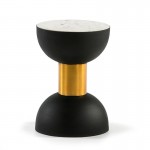 Side Table 32X32X43 Marble White Metal Golden Black