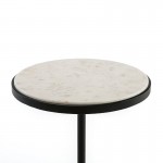 Side Table 33X33X83 Marble White Metal Black