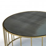 Coffee Table 101X101X45 Mirror Aged Metal Golden