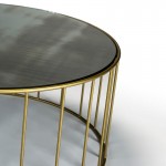 Side Table 76X76X40 Mirror Aged Metal Golden