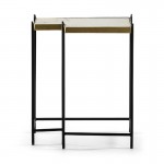 Side Table 48X32X60 Marble White Metal Golden Black