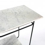 Side Table 71X41X78 Marble White Metal Black