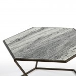 Coffee Table 61X61X41 Marble Metal Dark Brown